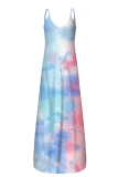 Rosa Casual Patchwork Tie-dye V-hals raka klänningar
