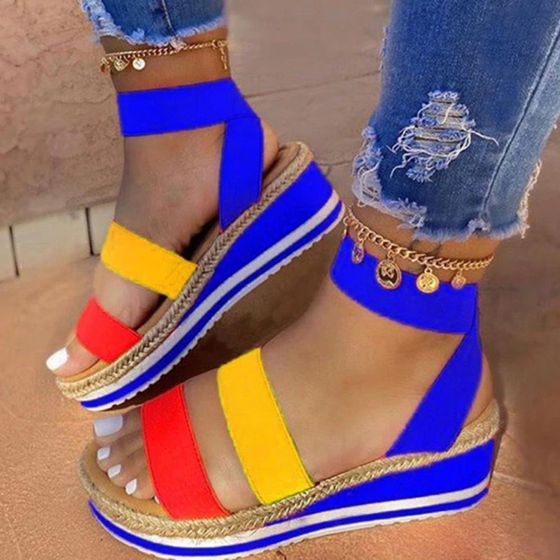 

Colour Fashion Casual Hollowed Out Patchwork Fish Mouth Sandals