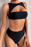 Black Fashion Sexy Solid Hollowed Out Swimwears