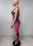 Pink Sexy Patchwork Patchwork O Neck Sleeveless Two Pieces