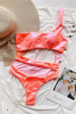Oranje mode Sexy effen uitgeholde rugloze badmode