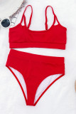 Красные модные сексуальные однотонные купальники с открытой спиной
