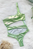 Grüne Mode Sexy Solide Ausgehöhlte Backless Swimwears