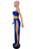 Röd Mode Solid Bandage Backless Split Strapless Sleeveless Two Pieces