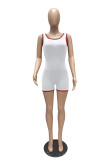 White Casual Sportswear Solid Patchwork O Neck Skinny Romper