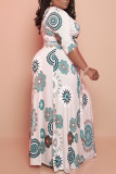 Голубые элегантные бинты с принтом в стиле пэчворк, прямые платья больших размеров с V-образным вырезом