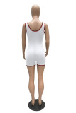 White Casual Sportswear Solid Patchwork O Neck Skinny Romper
