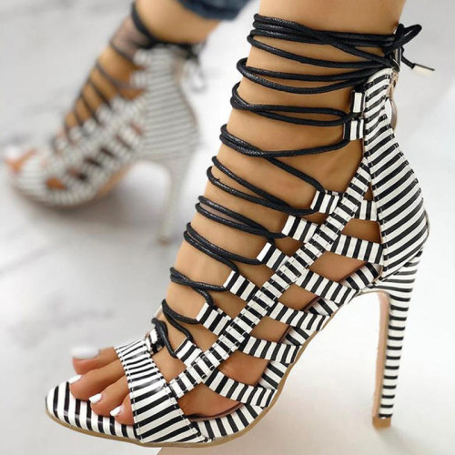 White Sexy Street Hollowed Out Patchwork Opend Out Door Shoes