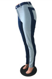 Babyblått Mode Casual Patchwork Basic jeans med hög midja