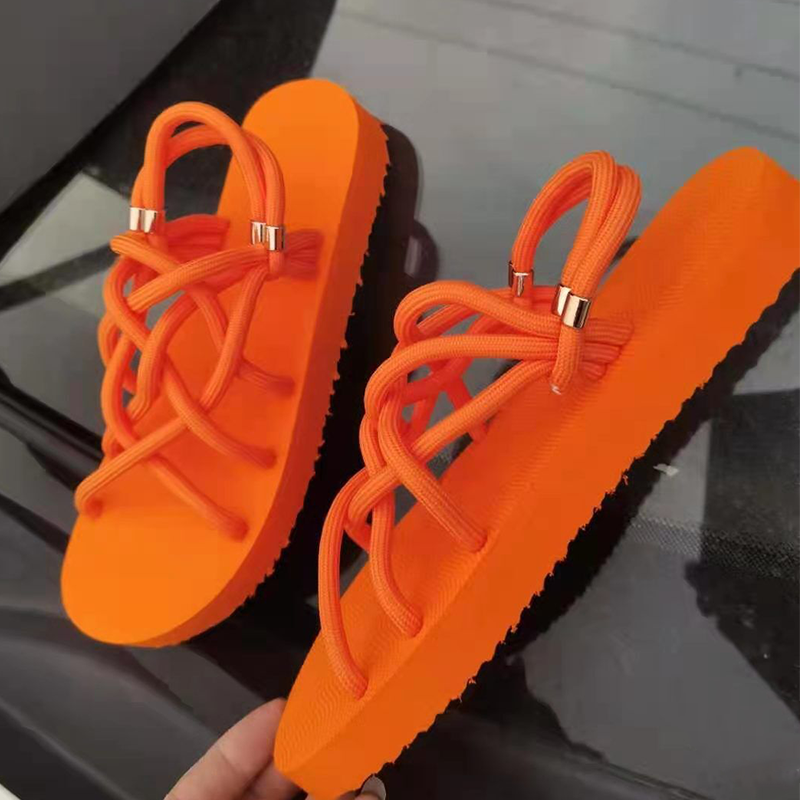 

Orange Casual Street Hollowed Out Split Joint Opend Out Door Shoes