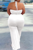 Combinaisons blanches sexy décontractées solides dos nu sans ceinture licou grande taille