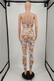 Multicolor Mode Sexy Print Bandage Uitgehold Backless Strapless Sleeveless Two Pieces