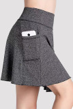 ブラック ファッション カジュアル ソリッド パッチワーク ポケット レギュラー ハイウエスト スカート