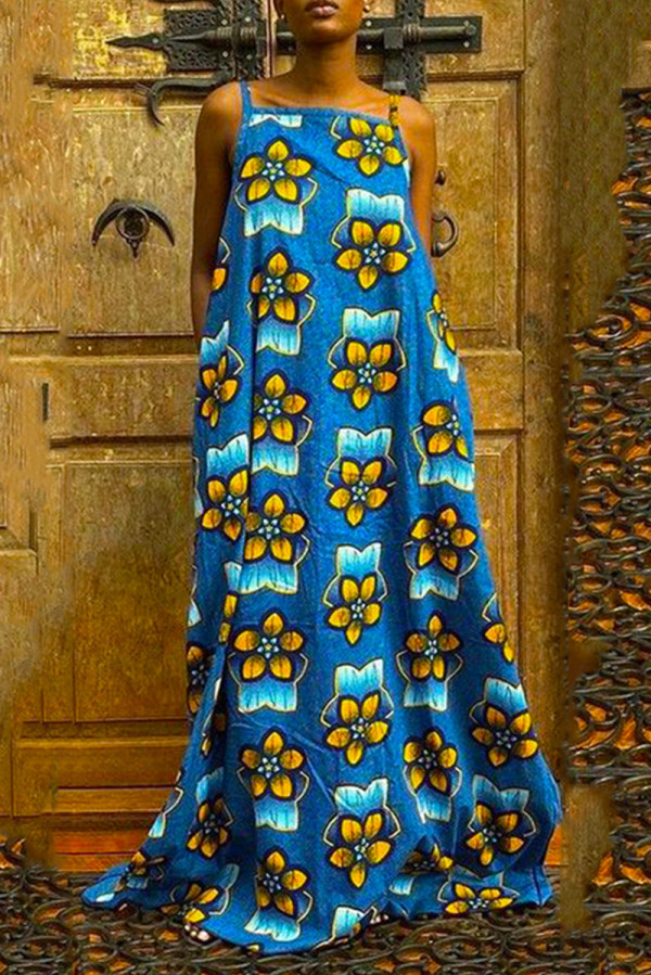 Синее модное сексуальное платье без рукавов с открытой спиной и бретельками на бретелях