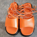 Sapatos de porta aberta casual vermelho tangerina patchwork de rua