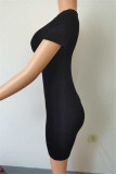 Macacão skinny preto fashion fashion sólido vazado com um ombro