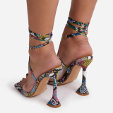 Sapatos de porta aberta com retalhos de damasco sexy street vazado