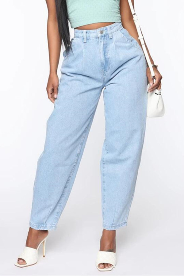 Ljusblå Mode Casual Jeans med vida ben
