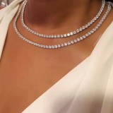 Silver Fashion Rhinestone Patchwork Necklaces