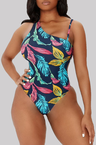 Blaue Mode Sexy Print Backless Swimwears