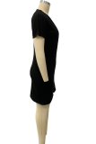 Серые сексуальные однотонные лоскутные платья-юбка-карандаш с V-образным вырезом