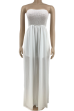 Witte sexy effen patchwork strapless losse jumpsuits