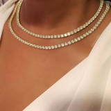 Silver Fashion Rhinestone Patchwork Necklaces