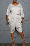 Wit Mode Casual Solid Basic O-hals Plus Size Two Pieces