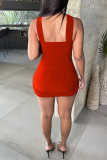 Red Fashion Sexy Solid Backless V Neck Sleeveless Dress