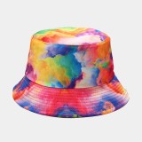 Sombrero teñido anudado con patchwork callejero casual multicolor