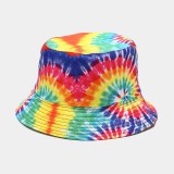 Sombrero teñido anudado con patchwork callejero casual multicolor