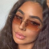 Braune, sexy Patchwork-Sonnenbrille mit allmählichem Wechsel