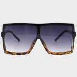 Óculos de sol cinza sexy street com mudança gradual leopardo patchwork