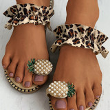 Pantofole comode patchwork casual moda stampa leopardo