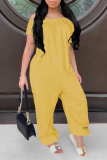 Gul Casual Solid Patchwork Off the Shoulder Harlan Jumpsuits