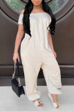 Vita Casual Solid Patchwork Off the Shoulder Harlan Jumpsuits