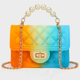 Orange Blau Fashion Casual Gradual Change Chains Pearl Messenger Bag