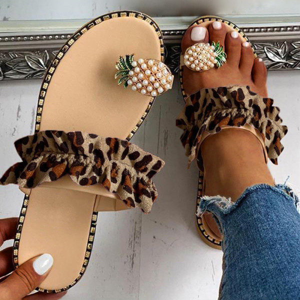 Leopard Print Fashion Casual Split Joint Comfortable Slippers