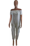 White Casual Solid Patchwork Off the Shoulder Harlan Jumpsuits