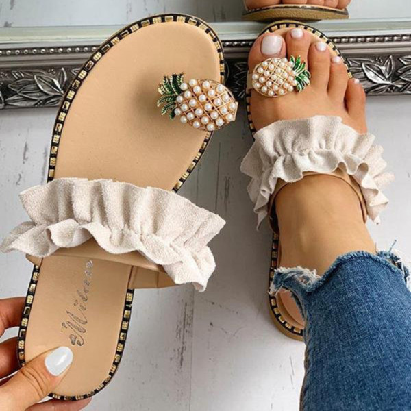 Cream White Fashion Casual Split Joint Comfortable Slippers