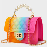 Розово-желтая модная повседневная сумка-мессенджер с постепенным изменением и жемчугом