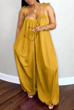 Light Purple Sexy Casual Solid Hollowed Out Spaghetti Strap Plus Size Jumpsuits