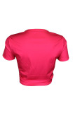T-shirts basiques à col rond imprimés à la mode et à la mode rose rouge
