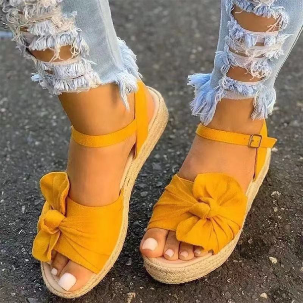 Chaussures de porte ouvertes en patchwork décontractées jaunes