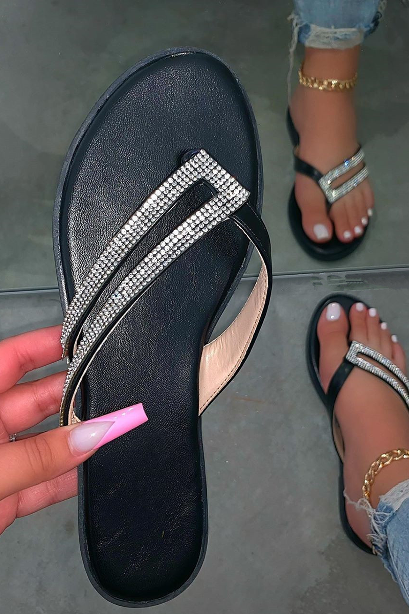 

Black Sexy Street Hollowed Out Split Joint Hot Drill Opend Out Door Shoes