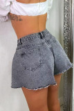 Grey Casual Solid Patchwork Loose High Waist Speaker Solid Color Bottoms