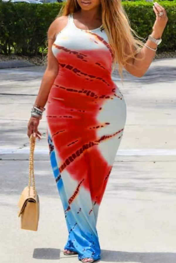 Borgoña sexy estampado patchwork correa de espagueti falda lápiz vestidos de talla grande