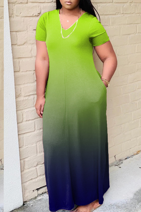 Green Street Зеленое винно-красное платье-карандаш с короткими рукавами и круглым вырезом Платья с принтом до щиколотки