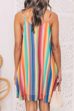 Цветное сексуальное платье с принтом в стиле пэчворк на тонких бретельках Платья Платья