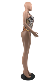Leopard Print Sexy Print Hollowed Out Patchwork Swimwears